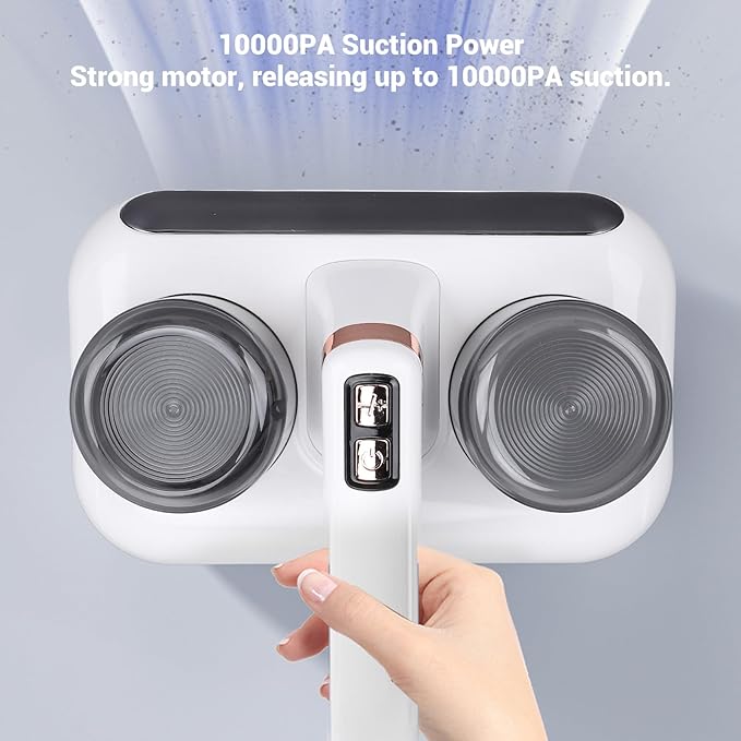 Mattress Vacuum Cleaner, Handheld Bed Vacuum Cleaner 16Kpa Suction Low Noise with 4 Filter, Cordless Handheld Bed Vacuums Effectively Clean Up Bed, Pillows, Sofas, Carpets
