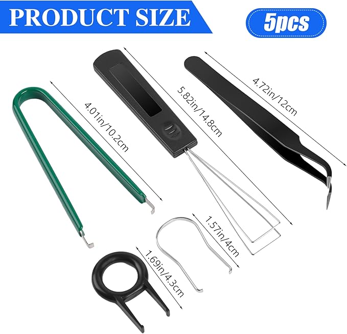 5 Pcs Keyboard Cleaning Tools - Switch Puller Set, Stainless Steel Keycap Remover Kit with Keycap Tweezers for Mechanical Keyboard