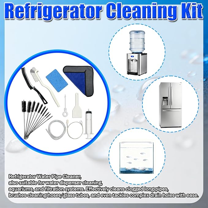 Refrigerator Drain Cleaning Tools Set, Fridge Water Line Cleaner Brush, Refrigerator Drain Accessories（19 Pcs）