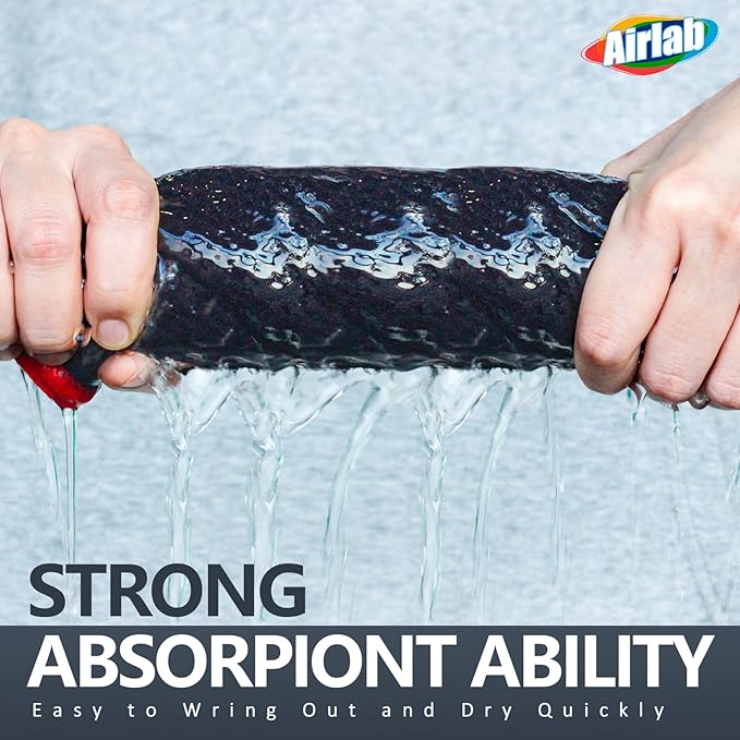 Airlab Microfiber Cleaning Cloth Waffle Weave Dust Rags for Household Kitchen Towel Absorbent Quick Drying Cleaning Rags Streak Free Lint Free, 6 Pack,12 x 12 Inches, Grey
