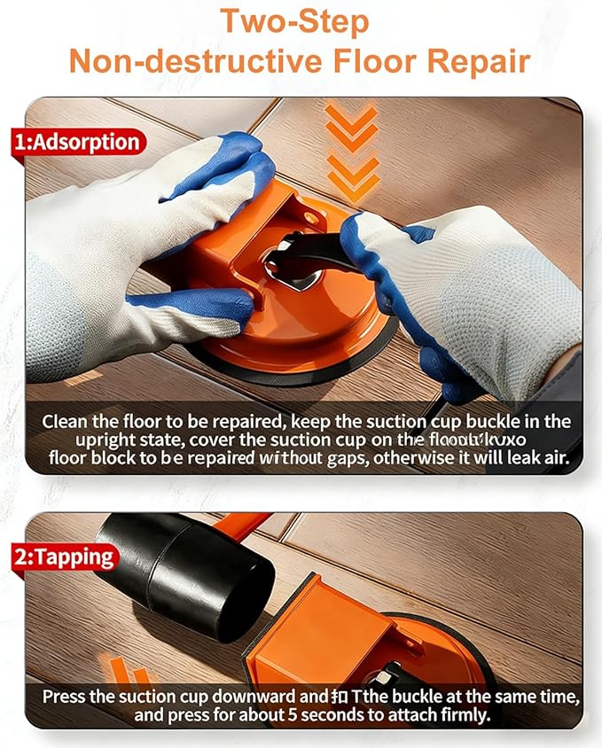 Heavy Duty Floor Gap Fixer Tool for Vinyl Plank Flooring, Laminate Tile Gaps Repair Tools, Adjustable Height Enhanced Vacuum Suction Cup Leveling Grabber Fix Pro Kit, Made of Iron for Wood Lvp