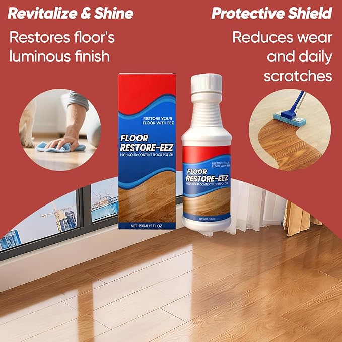 Floor Restore Cleaner, High Solid Content Floor Polish for Shine Renewal & Protective Layer, Helps Conceal Small Scratches, Quick-Drying Protective Finish (2 PACK)