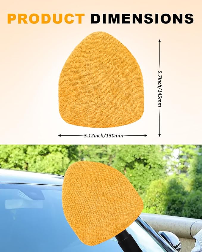 5 Pack Microfiber Pads for Windshield Cleaner Tool – Washable Windshield Cleaner Replacement Pads with Elastic Edge, Replacement Heads Cover for Car, RV & Home Window Cleaning (Orange)