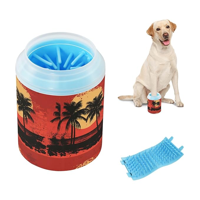 Dog Paw Cleaner Cups for Dogs Pets Foot Washer Paw Scrubber for Medium Small Cats Dogs Cleaning Cup Pop Art Palm