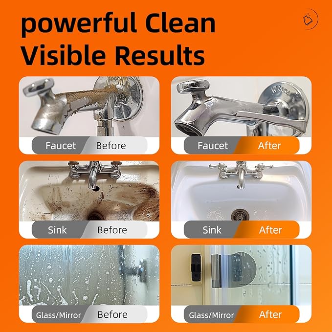 Bathroom Cleaner Spray - Removes Soap Scum, Hard Water Stains - All-Purpose Shower, Tub, Toilet, Tile, Sink and Fixtures Alternative with - Fresh Scent, 17.9 oz (3-Bottle Pack with 3 Nozzles)