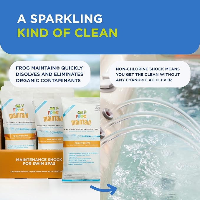 FROG Maintain for Swim Spas - Non-Chlorine Shock for use with Swim Spa FROG @Ease Floating System - Single Dose Packets for Easy Swim Spa Maintenance & Treatment - 4 Pack