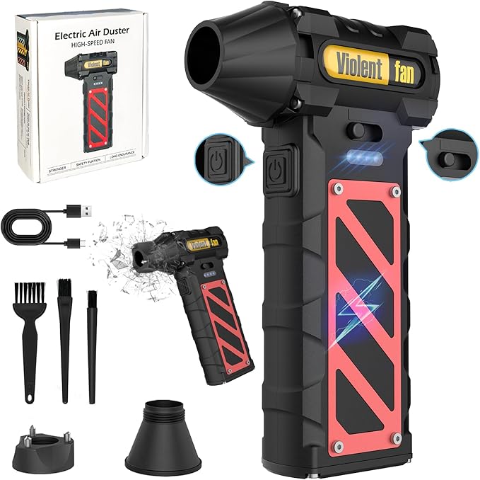 Electric Air Duster-Compressed Air Duster,60mph Wind Stepless Speed Canned Air for PC/Compute/Electronics/Home&Car Cleaning, 150000RPM Air Blower to Spray Air Can Dust Off Keyboard Cleaner (Black)
