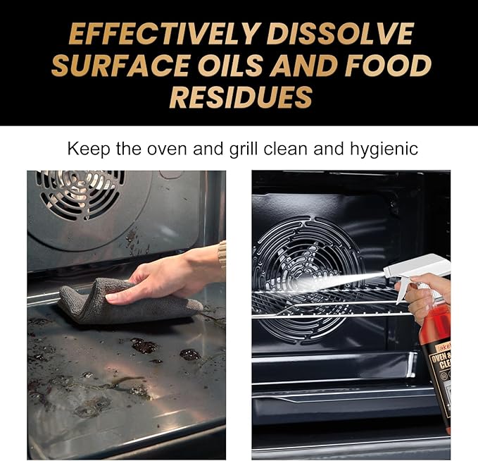Oven and Grill Cleaner, Heavy-Duty Degreaser Spray for Kitchen Stoves, BBQ Grills, 100ml/3.38 fl oz, Professional Strength Grease Remover (10.14 Fl Oz)