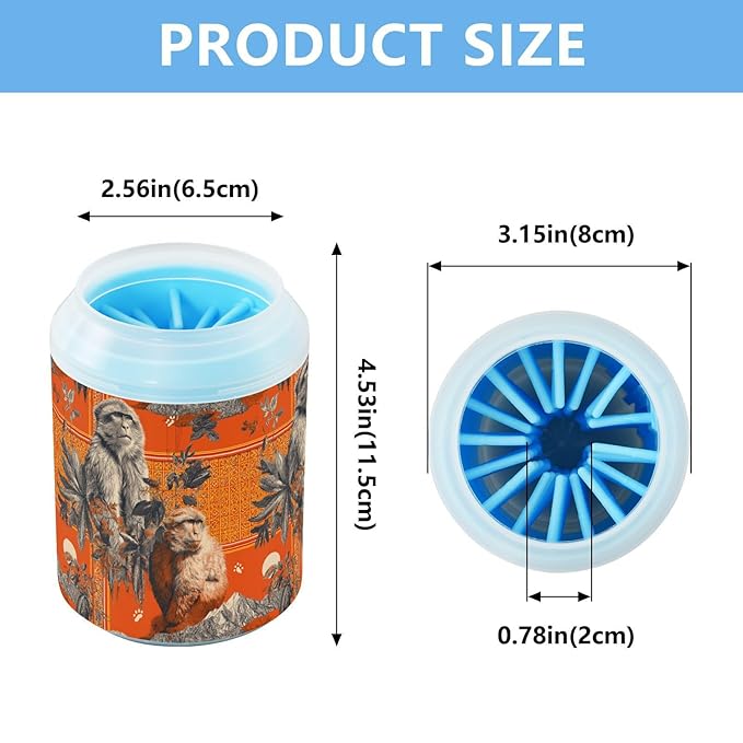 Dog Paw Cleaner Cups for Dogs Pet Foot Washer Paw Scrubber for Medium Small Large Dogs Cats Cleaning Cup Orange Monkeys Mountains Moon