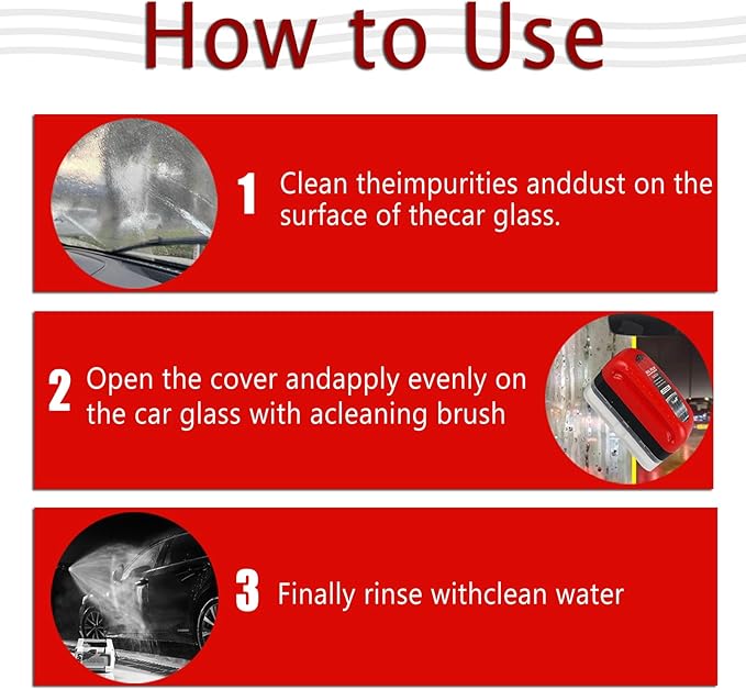 2PCS Glass Cleaner Kit,Glass Oil Film Remover, Windshield Hydrophobic Coating & Automotive Oil Film Cleaning Brush, Enhance Clarity with Car Glass Cleaner & Glass Cleaning Board