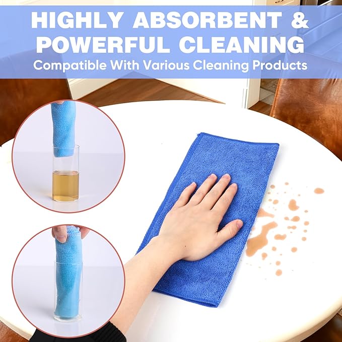 10 Colors Microfiber Cleaning Cloths, 400 Pack Assorted Cleaning Rags, Highly Absorbent Microfiber Towels for Car, Kitchen, Bathroom and Household Cleaning, 11.8"X11.8"