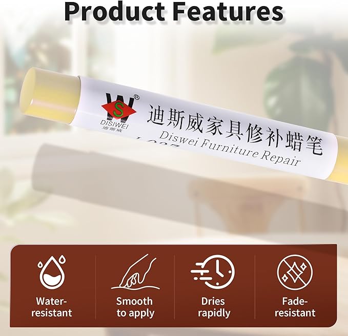 Wood Filler Sticks Yellow Maple Furniture Scratch Repair Crayons Wood Floor Repair Wax Filler Sticks Furniture Repair Wax Crayons for Wooden Furniture, Floors, Cabinets & Tables