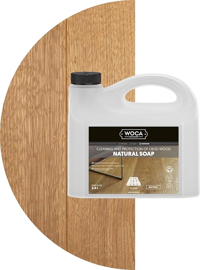 WOCA Natural Soap, Natural |2.5 L| - Concentrated Wood Cleaner for oil or wax finished hardwood floors, tables, millwork, cutting boards, and countertops.