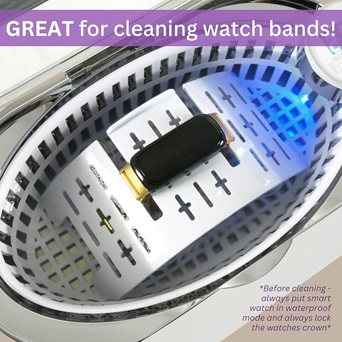 GemOro LUXESPA | Personal Ultrasonic Jewelry & Eyeglass Cleaner with 5 User-Programmable Timed Cleaning Cycles | Professional Performance Machine for Rings Watches Glasses Earrings (1796)