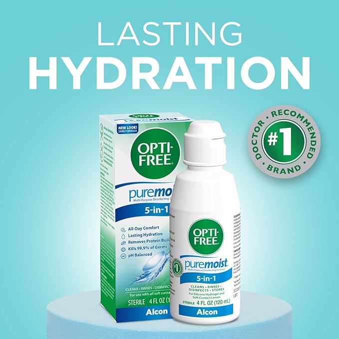 Opti-free Puremoist Multi-Purpose Contact Lens Cleaning and Disinfecting Solution, 4 Fl Oz