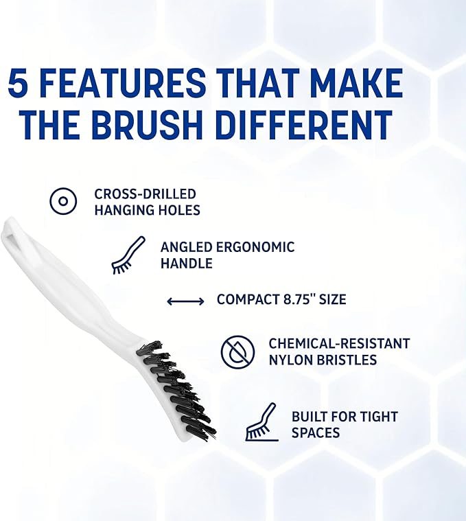 SPARTA Flo-Pac Grout Brush Crevice Brush, Detail Brush, Nylon, 8 Inches, White