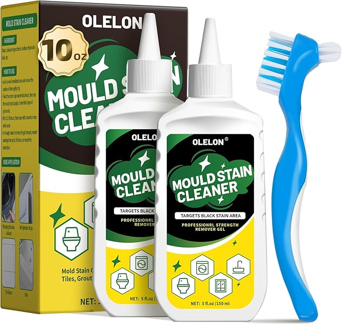 2 Pack Mold Stain Remover Gel Grout Cleaner for Washing Machine Cleaner Shower Bathroom Seal and Grout Stain Remover with Brush
