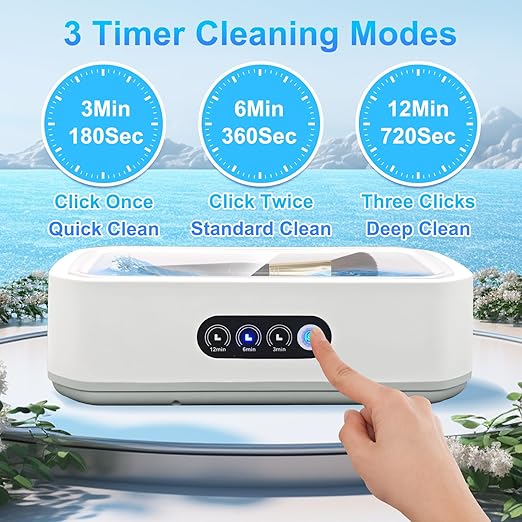 Ultrasonic Jewelry Cleaner, 48khz Jewelry Cleaner Ultrasonic Machine with 304 Stainless Steel 22oz Cleaning Pod for Jewelry, Glasses, Rings, Retainers, Watch Strap, Dentures