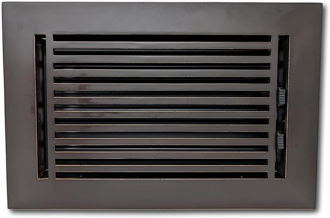 Madelyn Carter 6 x 10 Cast Aluminum Linear Vent Cover with Damper - Oxidized Bronze (Overall: 7.25 x 11.5) | Floor Register - Wall Register