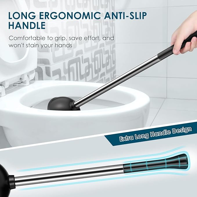 Toilet Plunger Bowl Brush Set: Hideaway Heavy Duty Toilet Plunger Scrubber Cleaner Holder Combo for Bathroom with Covered Caddy Hidden Elongated Discreet Apartment Toilet Plunger Brush Accessories…1