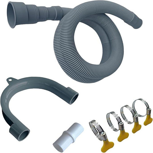 Washing Machine Drain Hose, Universal Flexible Drain Hose Extension Kit for LG/GE/Samsung Washer, Dishwasher, With 1 Extension Adapter,4 Clamps,1 U-Bend Holder (6.5feet)