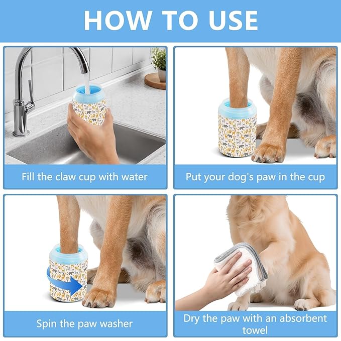 Dog Paw Cleaner Cups for Dogs Pets Foot Washer Paw Scrubber for Medium Small Cats Dogs Cleaning Cup African Animals Pink