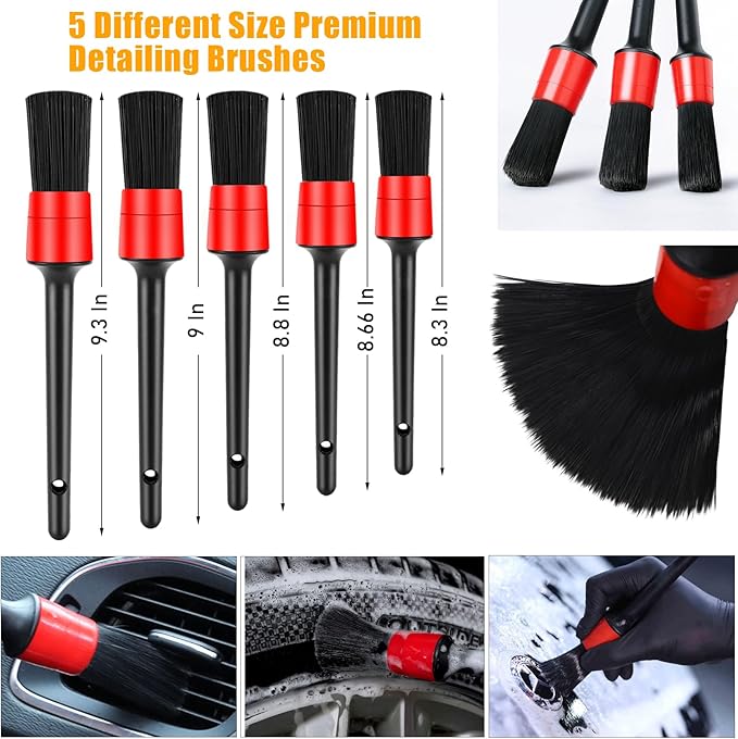 Jaronx 62" Car Wash Brush with Long Handle Car Cleaning Kit,Chenille Microfiber Car Washing Mop,Car Detailing Brushes Kit Wheel Tire Brushes Car Duster Windshield Window Squeegee for Cars RV SUV Truck