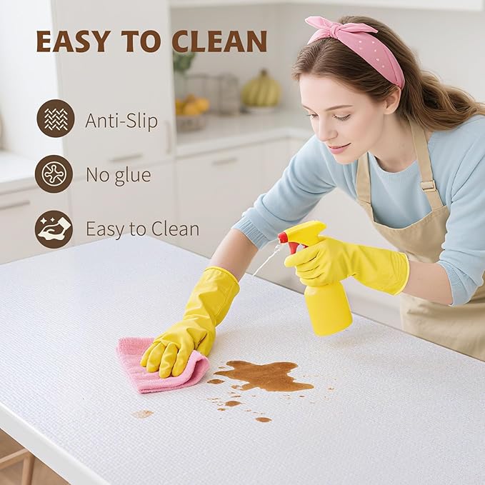 Shelf Liners for Kitchen Cabinets Non Adhesive Drawer Liner 23.6in x 20FT Pure White Thickened Shelf Liner Strong Non-Slip Easy to Clean for Tool Box Refrigerator with Knife and Tape Measure