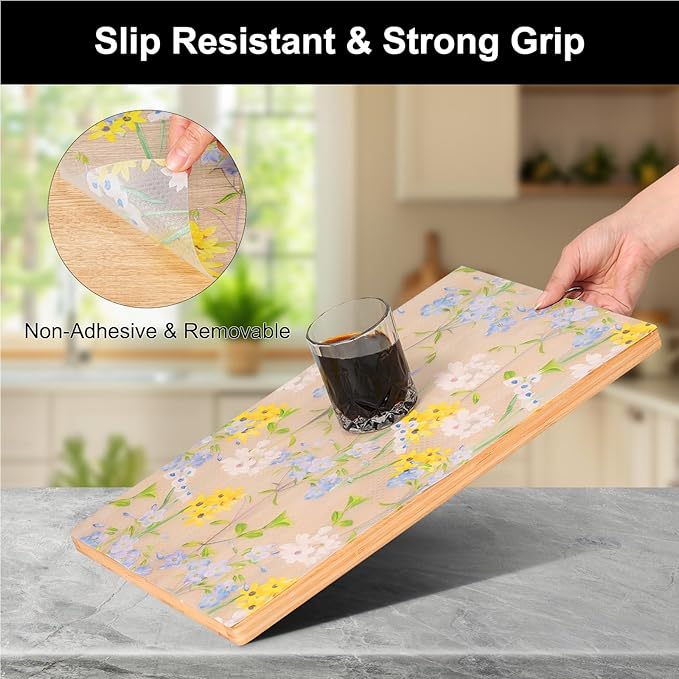 Cooyes Shelf Liner – Premium Non-Adhesive Cabinet & Drawer Liner for Kitchen – Waterproof Shelf Paper with Modern Pattern – Durable EVA Cabinet Mat – Easy to Cut （17.5" W x 360" L）
