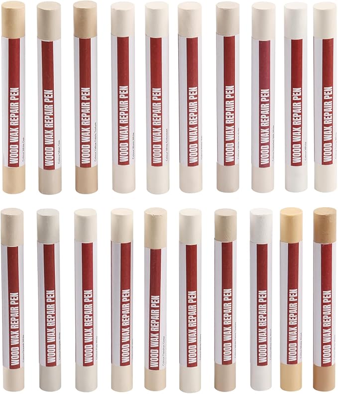 Wood Filler Sticks，20 Colors Wood Repair Wax Crayons Furniture Markers Touch up for Repairing Scratches, Scuffs, Cracks, Dings and Holes in Wood Floors, Cabinets, Furniture (Light Color Series)