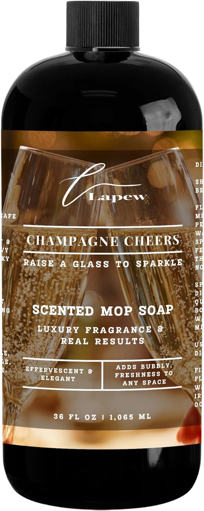 Luxury Floor Cleaner, Scented Mop Soap Concentrate | Hard Floor Cleaner for Tile, Vinyl, Laminate, LVP & Sealed Hardwood | Low-Foam, Streak-Free | 36 oz | Champagne Cheers