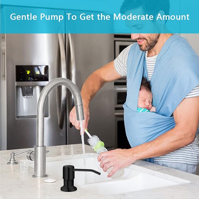 Soap Dispenser for Kitchen Sink, Kichen Sink SoapDispenser, 47" Extension Tube kit, Under Sink Soap Dispenser Pump, No Need More Refills, Good Suction Power, Black