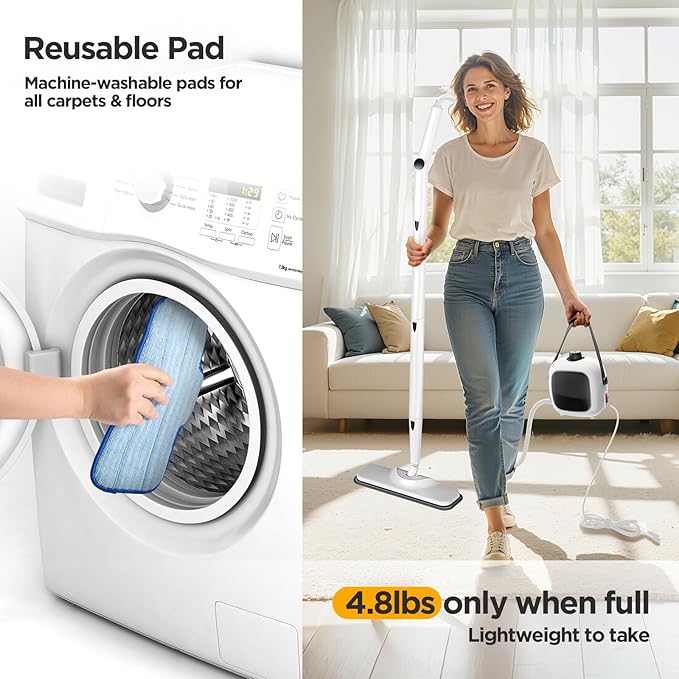 All-in-1 Steam Cleaner with 25 PSI High-Pressure Boiler, 21-Piece Accessory Kit, Portable Handheld & Floor Steamer for Tiles, Grout, Furniture and Car, Chemical-Free Deep Cleaning,3 Colors Selection