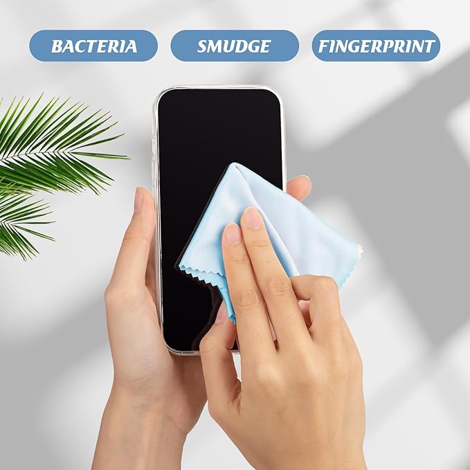 Treela 200 Pcs Microfiber Glasses Cleaning Cloth 6 x 7'' Eyeglasses Cleaner Wipes Lens Screen Cleaning Cloth for Glasses, Cameras Lens, Cell Phone, LCD TV Screens, Laptops, Tablets(Light Blue)