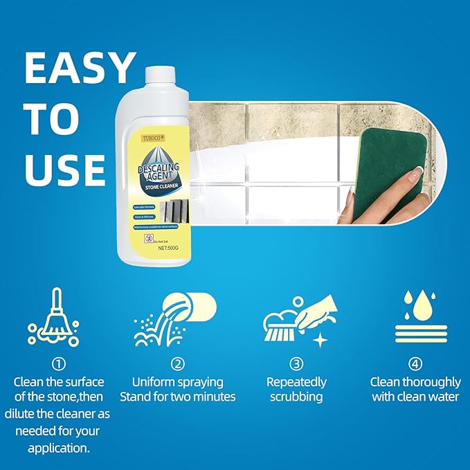 500ml Stone Cleaner for Marble, Granite & Tile – Heavy-Duty Stain, Rust & Limescale Remover with Deep Penetrating Formula – Marble Cleaner for Kitchen, Bathroom, Concrete & Outdoor Stone Surfaces