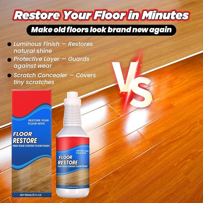 2PCS Floor Restore for Wood Floors, Floor Restore Cleaner Spray, Floor Polish for Shine Renewal & Protective Layer, Quick-Drying Protective Finish, for Tile, Shine Wood, Laminate, Vinyl, Bamboo