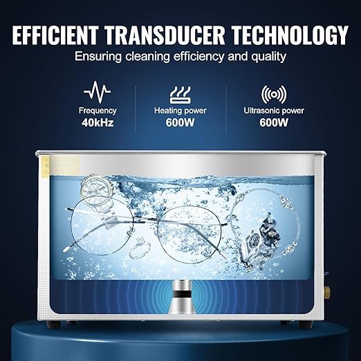 VEVOR 30L Ultrasonic Cleaning Machine, 40kHz Stainless Steel Jewelry Cleaner with Digital Timer & Heater -Iedal for Wrenches, Screwdrivers, Industrial Parts Cleaning, FCC/CE/RoHS Certified