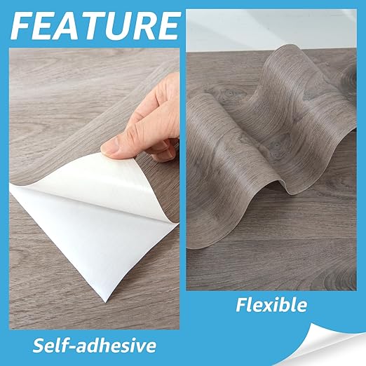 Art3d 60 Sq.ft Peel and Stick Floor Tiles, 40Pcs Luxury Vinyl Plank Flooring Wood Look, Adhesive and Waterproof Tile Sticker for Bedroom, Living Room, Kitchen, Teak