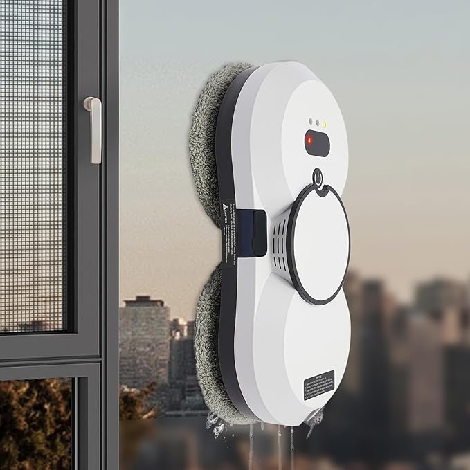 Smart Glass Cleaner - Automatic Window Washer with Strong Suction, Remote Control for Glass/Door/Tiles (White)