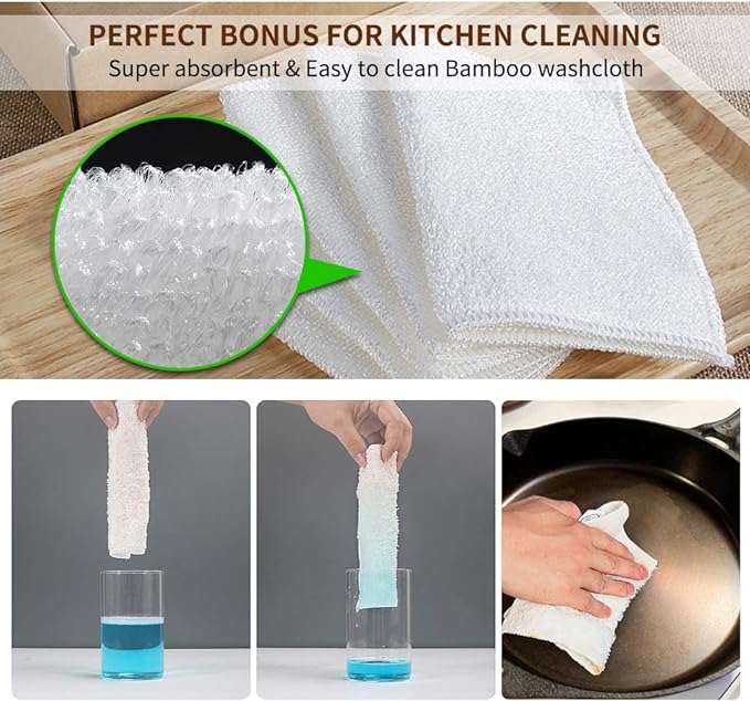 Herda Cast Iron Scrubber Scraper Tool Kit, 4Pieces Cast Iron Skillet Cleaner Cleaning Care Kit 316 Chain Mail Scrubber, Steel Skillet Brush Plastic Pan Scraper Set for Grill Griddle Pot Dish Food