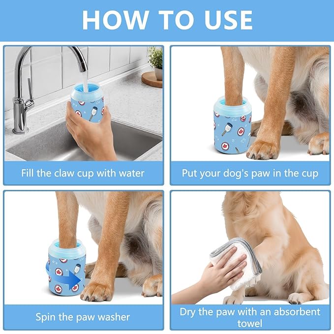 Dog Paw Cleaner Cups for Dogs Pet Foot Washer Paw Scrubber for Small Medium Large Dogs Cats Cleaning Cup Blue Canada Hockey Gear
