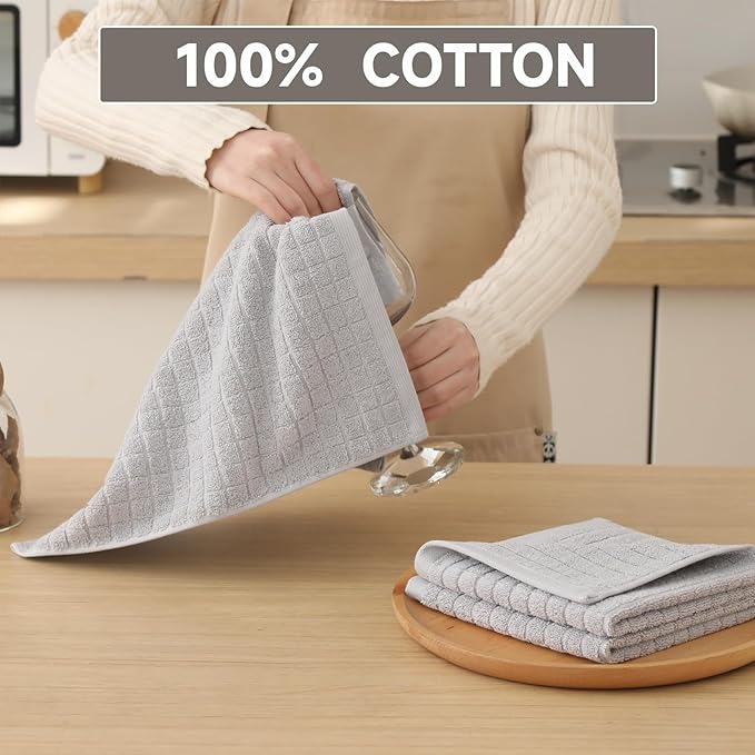100% Cotton Kitchen Dish Cloths Set (8 Pack) – 13 x 13 Inches Ultra Soft Absorbent Dish Towels for Washing Dishes Scrubbing Dish Cloths Sets