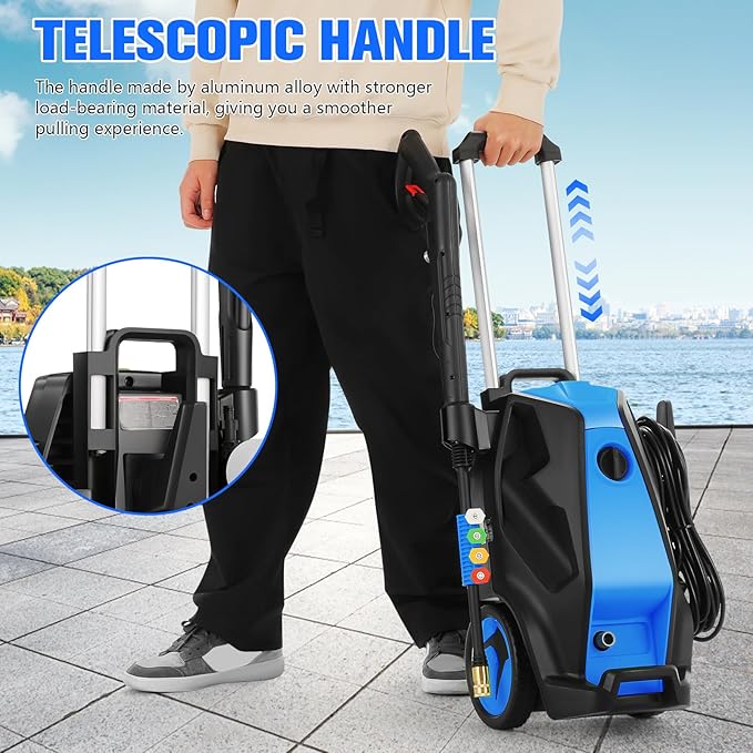 5000PSI 4.0GPM Heavy Duty Electric Pressure Washer with 33 FT Extension Hose, 4 Quick Connect Nozzles and Foam Cannon for Cars/Fences/Driveways/Patios/Home Cleaning, Deep Blue