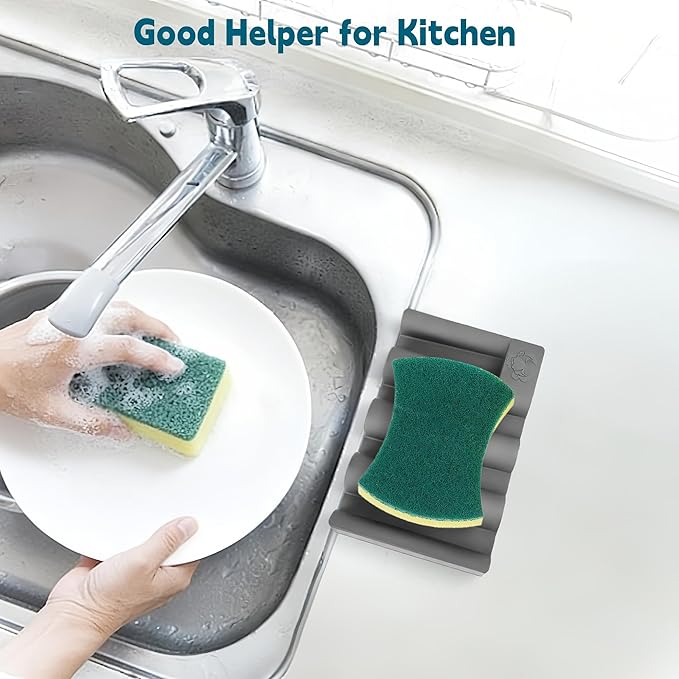 Silicone Soap Dish,Self Draining Soap Holder Perfect for Shower,Bathroom Sink,Kitchen Sink & Travel,Non-Slip Bar Soap Holder Extend Soap Life,Keep Soap Bars Dry & Easy Cleaning Grey-3Pcs