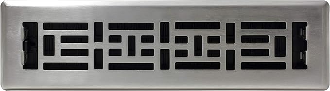 Decor Grates AJH212-NKL 2-Inch by 12-Inch Oriental Floor Register, Brushed Nickel