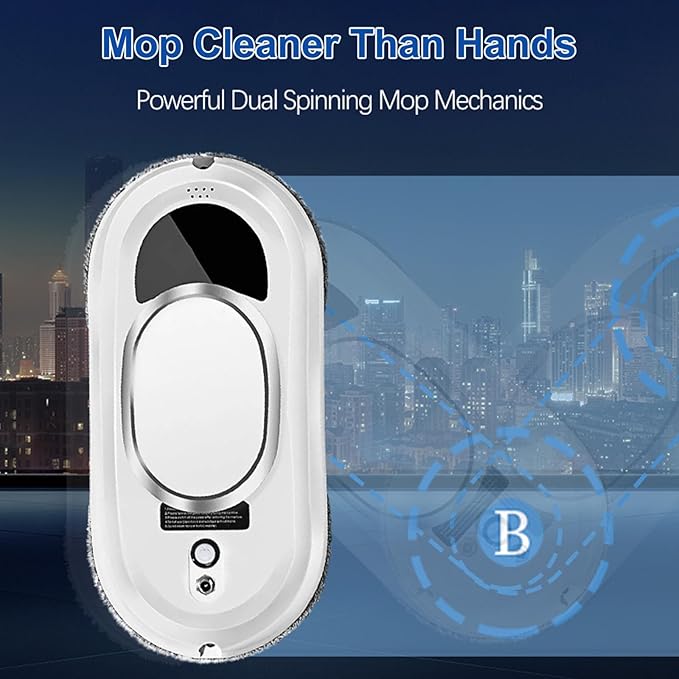 Window Cleaner Robot, 5600Pa Strong Suction Window Automatic Cleaning Robot, Smart Path Planning, Powerful Dual Spinning Mop, Remote Control, Dual Safety Protection for Effortless Cleaning