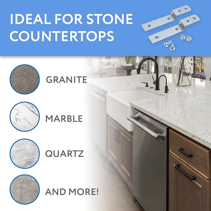 Impresa Dishwasher Side Mount Bracket Kit - Compare to DWBRACKIT1 - Silver Galvanized Steel - Compatible with Frigidaire & Electrolux Models - 2 Brackets & 4 Screws for Stone Countertops