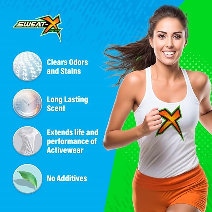 SWEAT X Max Odor Defense Laundry Detergent Liquid - Natural Washing Detergent for Activewear & Gym Clothes - Laundry Detergent for Sensitive Skin - Concentrated Detergent, 45 Loads (1 Bottle)