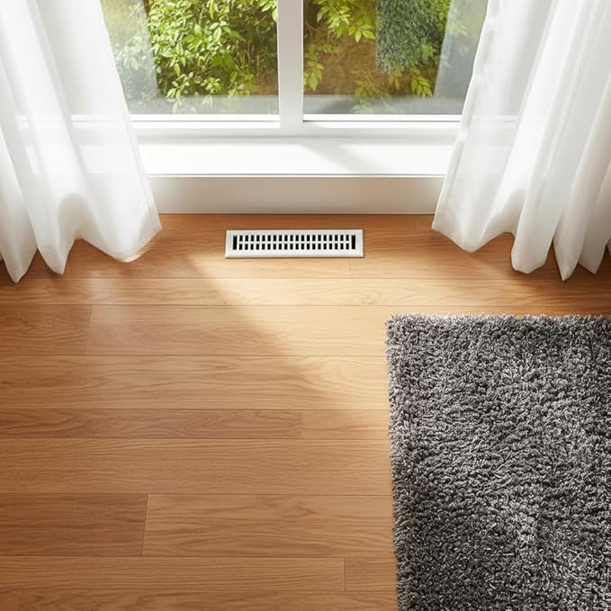 Empire Register Co, Premium Home Vent Covers - 2x14 inch, Modern Contemporary Design, White Finish, Heavy Duty Air Flow Direction Floor Registers, Metal Damper Attached