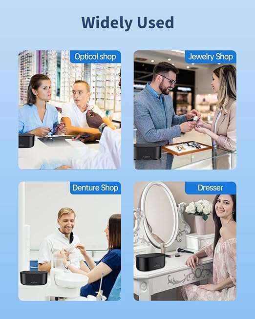 Ultrasonic Jewelry Cleaner Machine, JeaTone 20oz Ring Cleaner, 46KHz Professional Sonic Cleaner, Jewelry Cleaner for All Jewelry, Rings, Glasses, Dentures Black